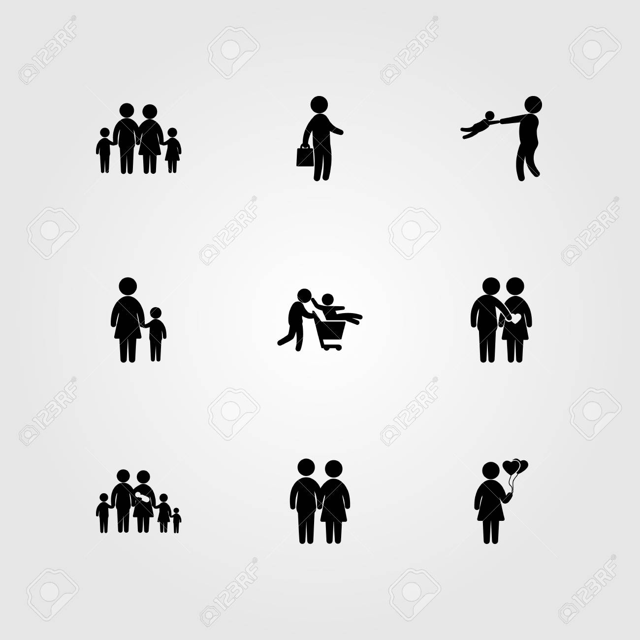 人間のアイコンセットベクトル 息子 愛のカップル 人間と男のイラスト素材 ベクタ Image