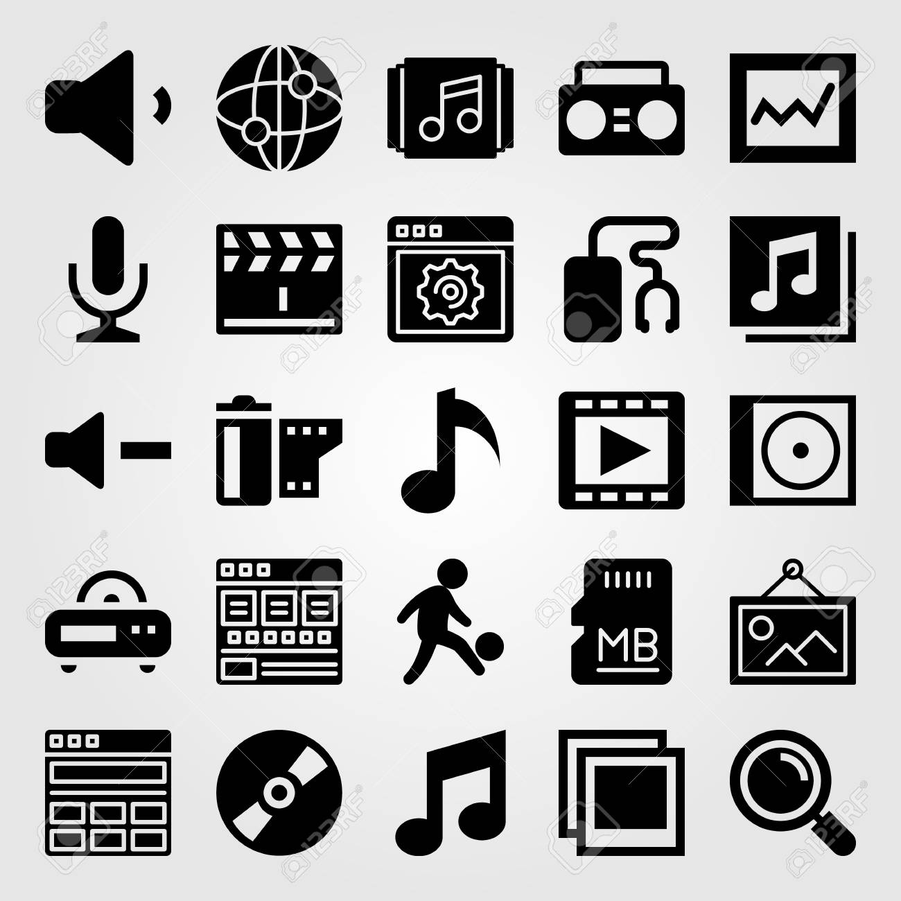 マルチメディアアイコンセットベクトル プレイリスト 音楽ノート 音楽プレーヤー マイク のイラスト素材 ベクタ Image マルチメディアアイコンセットベクトル プレイリスト 音楽ノート 音楽プレーヤー マイク のイラスト素材 ベクタ Image