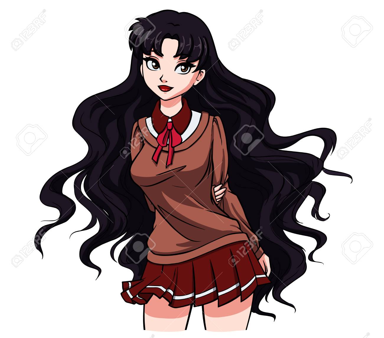 anime girl with wavy hair