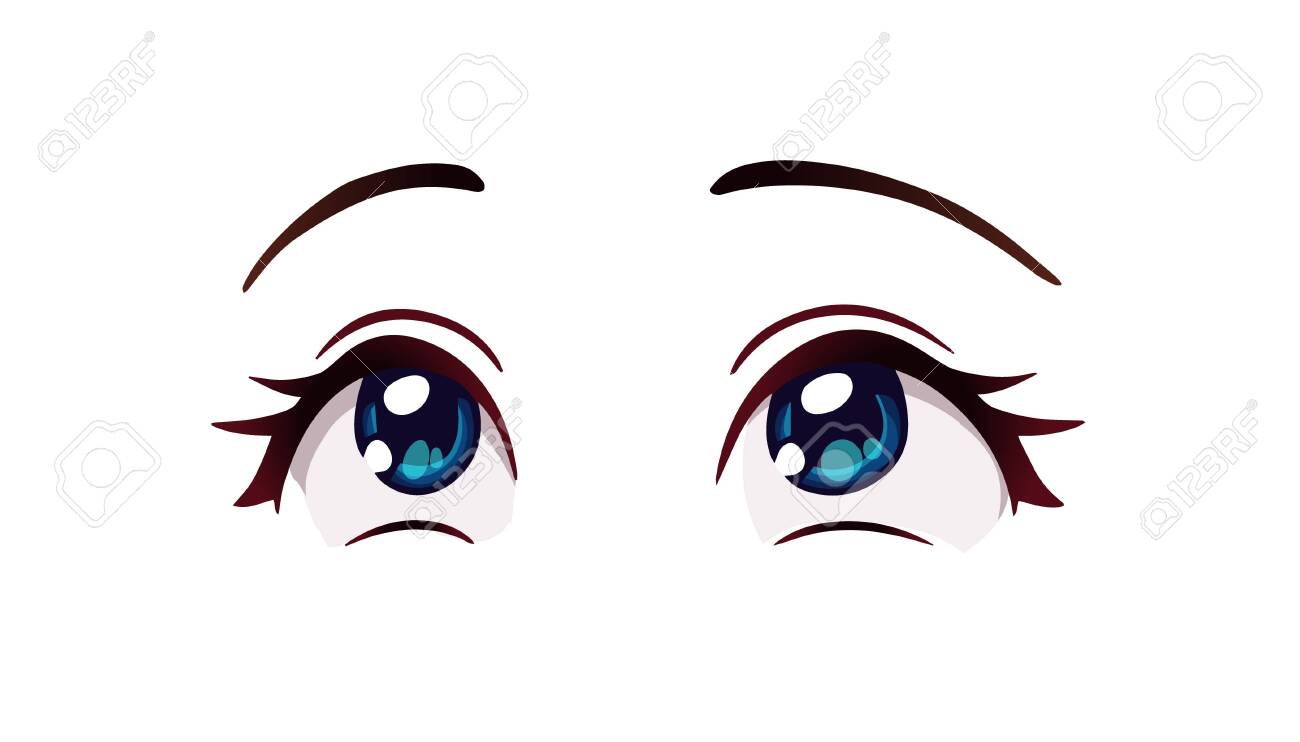 Premium Vector Happy anime face. manga style big blue eyes