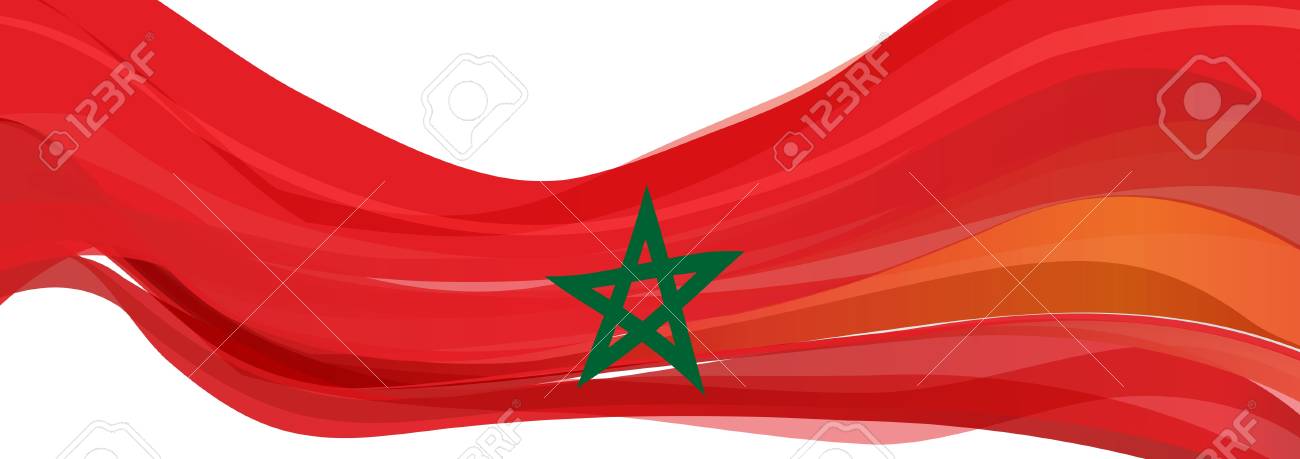 Drapeau Du Maroc Rouge Avec Une étoile Verte à Cinq Branches Drapeau Du Royaume Du Maroc