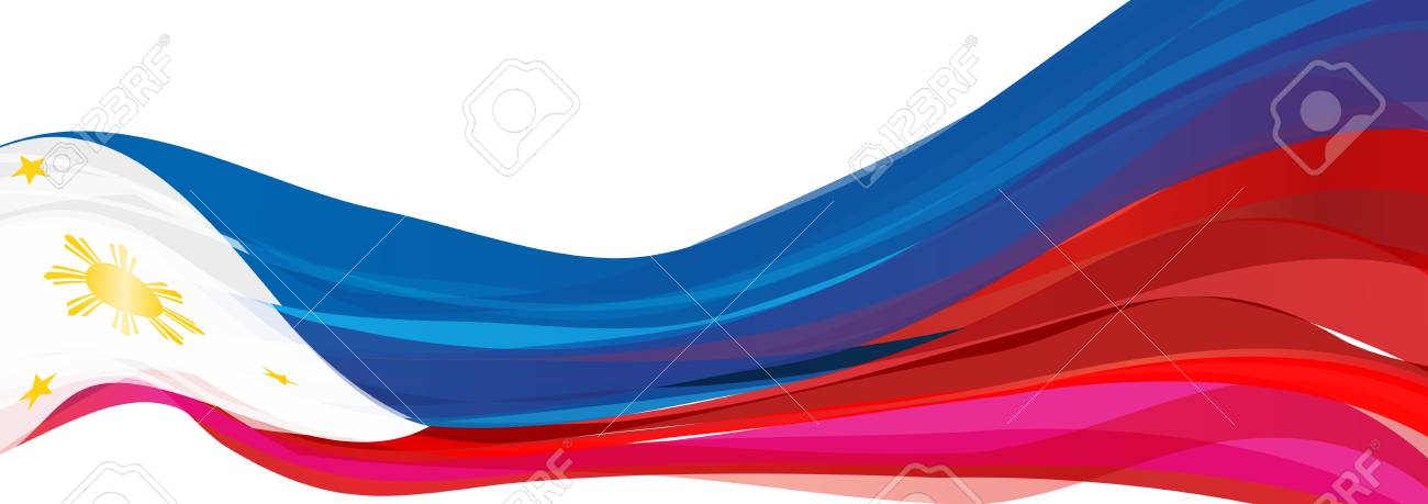 赤青白の三角形とフィリピン共和国の黄金の太陽旗フィリピンの旗 の写真素材 画像素材 Image