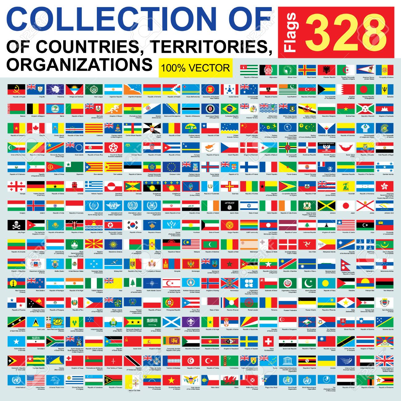 Flags Of The World Vector Set Of 328 World Flags Of Sovereign States Complete Collection World Flags Royalty Free Cliparts Vectors And Stock Illustration Image 94986859