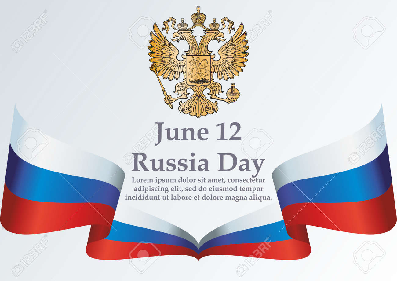 Russia emblem on Russian Federation flag design on Russia