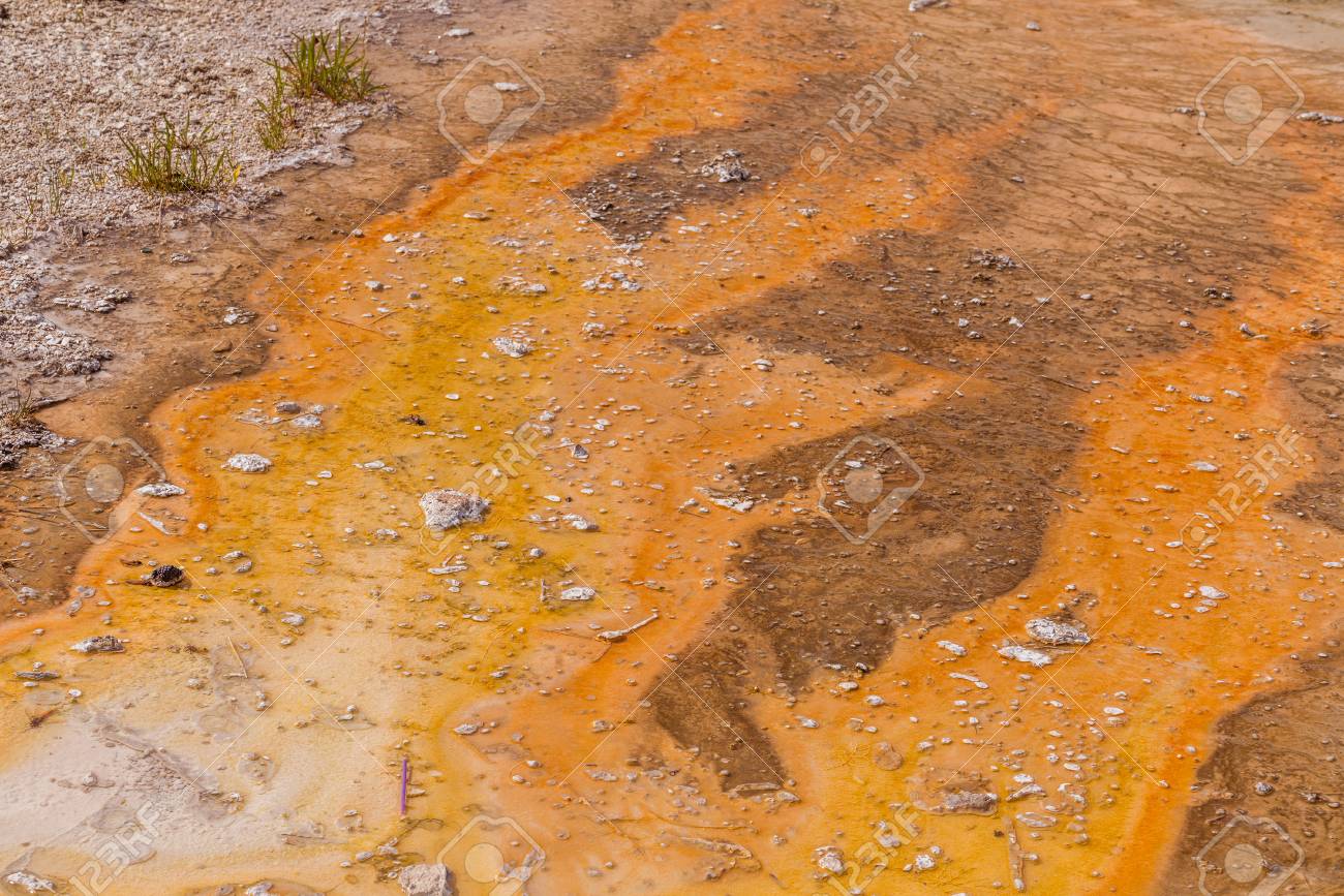 bubbling hot spring produces sulfur gas in yellowstone national sulfur in water