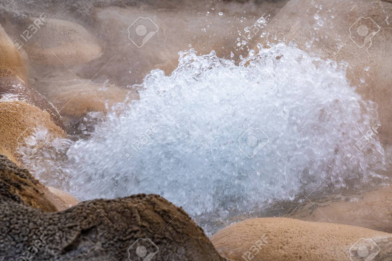 bubbling hot spring produces sulfur gas in yellowstone national sulfur in water