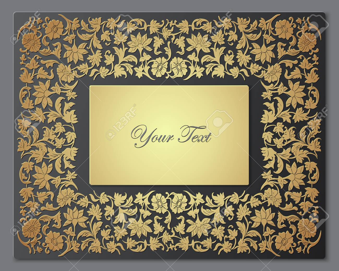 日付の花カードを保存します 結婚式の招待状 花枠 デザインの花柄高級装飾的なパターンのテンプレートです ベクトル図のイラスト素材 ベクタ Image