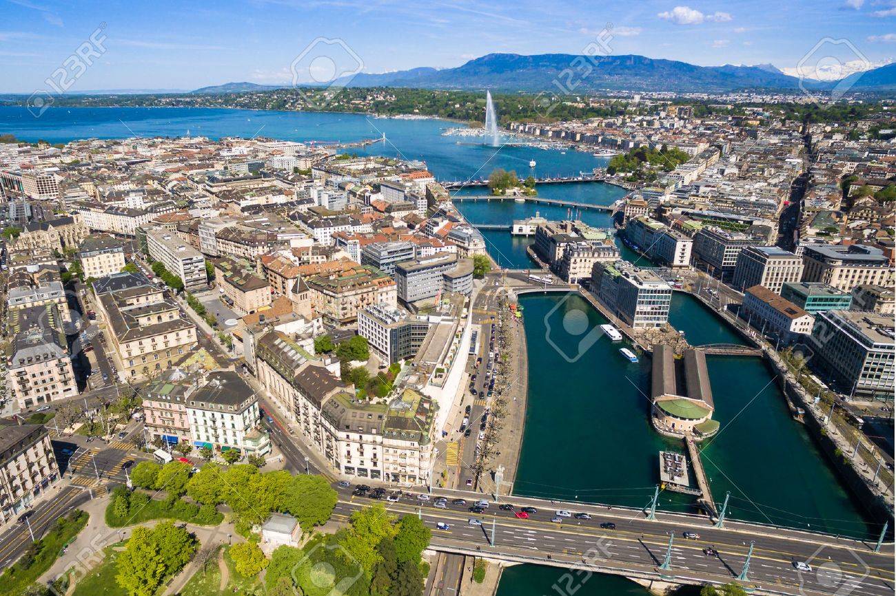 Aerial view of Leman lake - Geneva city in Switzerland - 58716903 Aerial view of Leman lake - Geneva city in Switzerland - 58716903