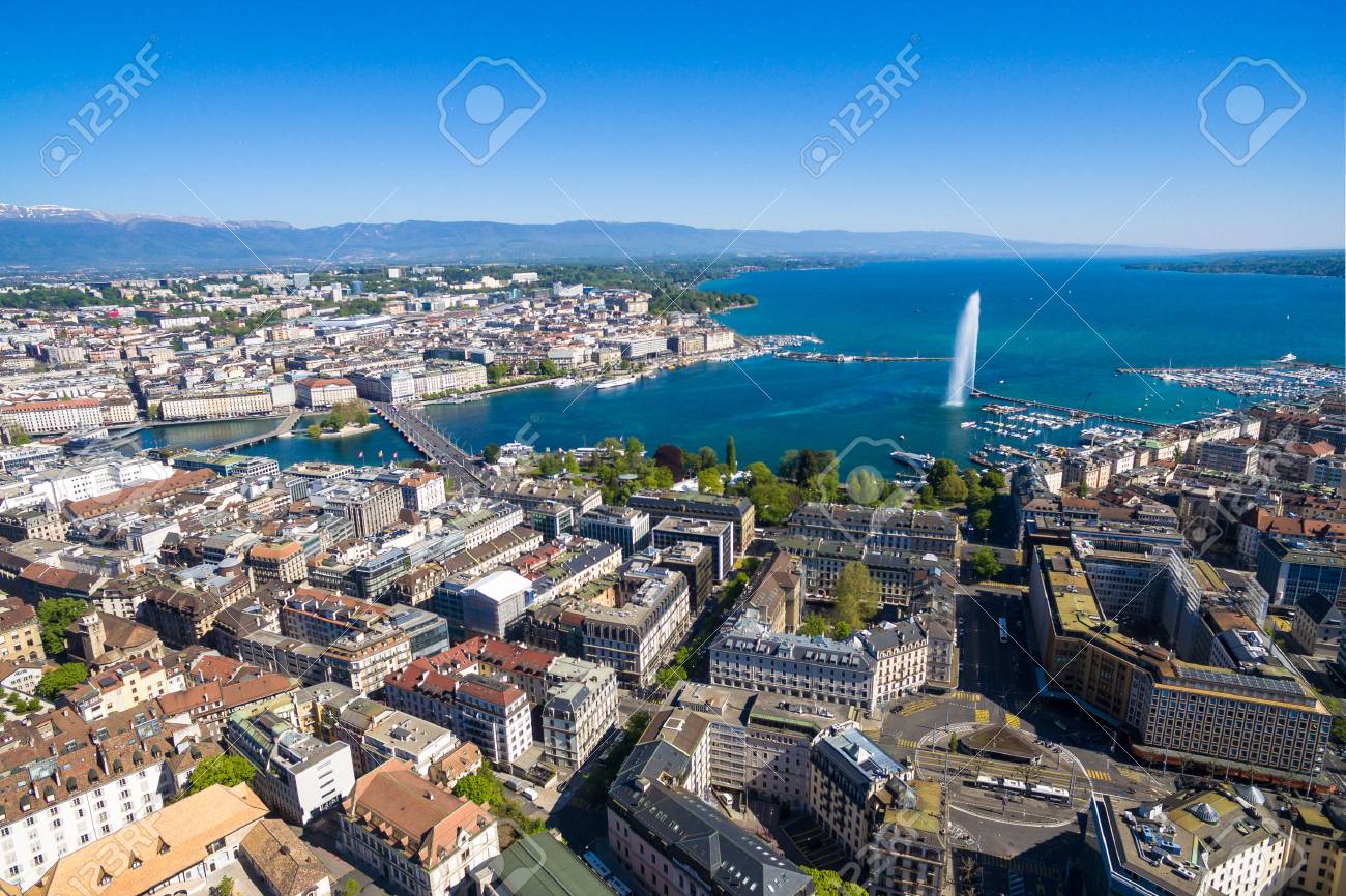 Aerial view of Geneva city in Switzerland - 58716906 Aerial view of Geneva city in Switzerland - 58716906