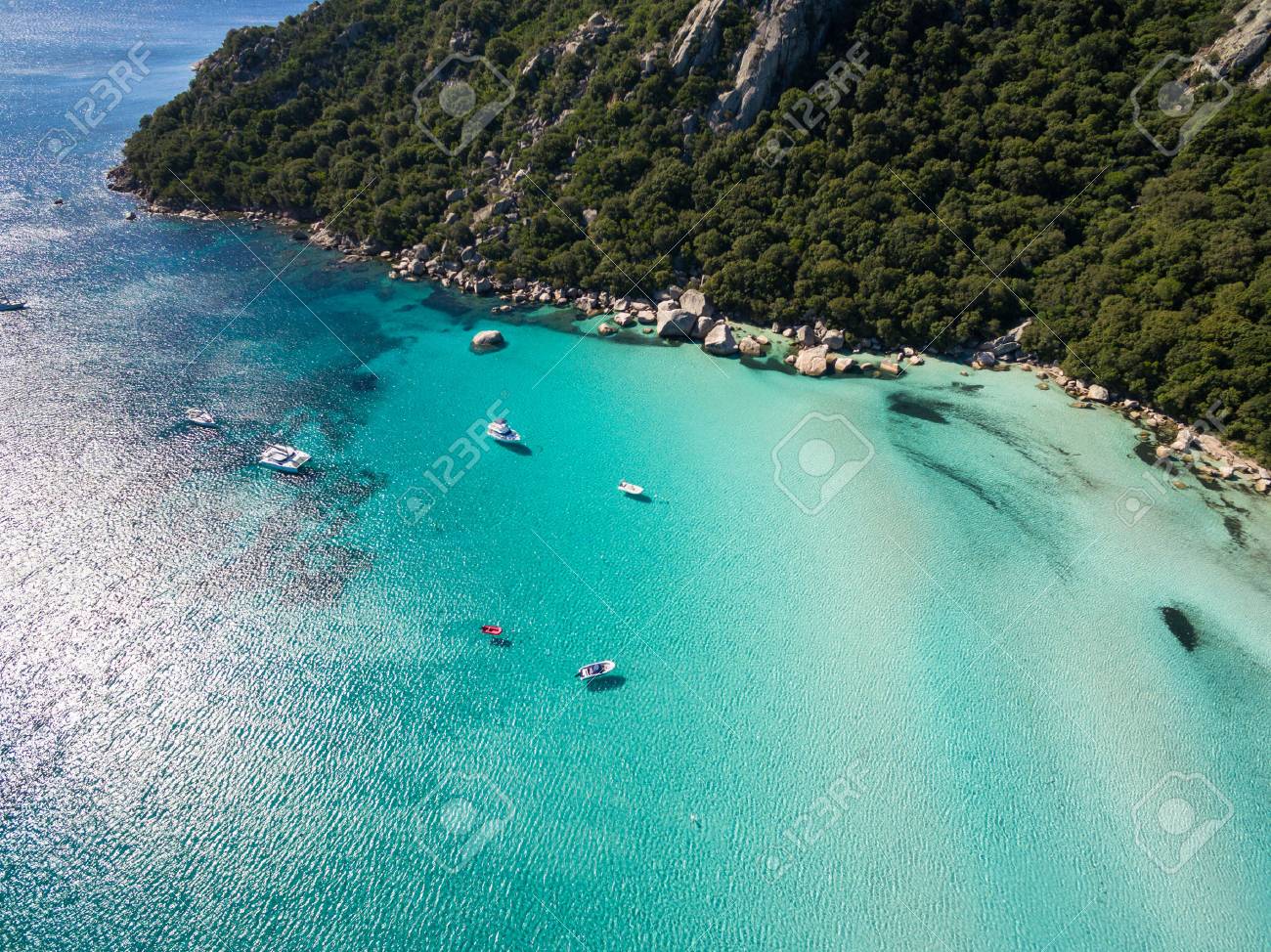 Aerial View Of Santa Giulia Beach In Corsica Island In France