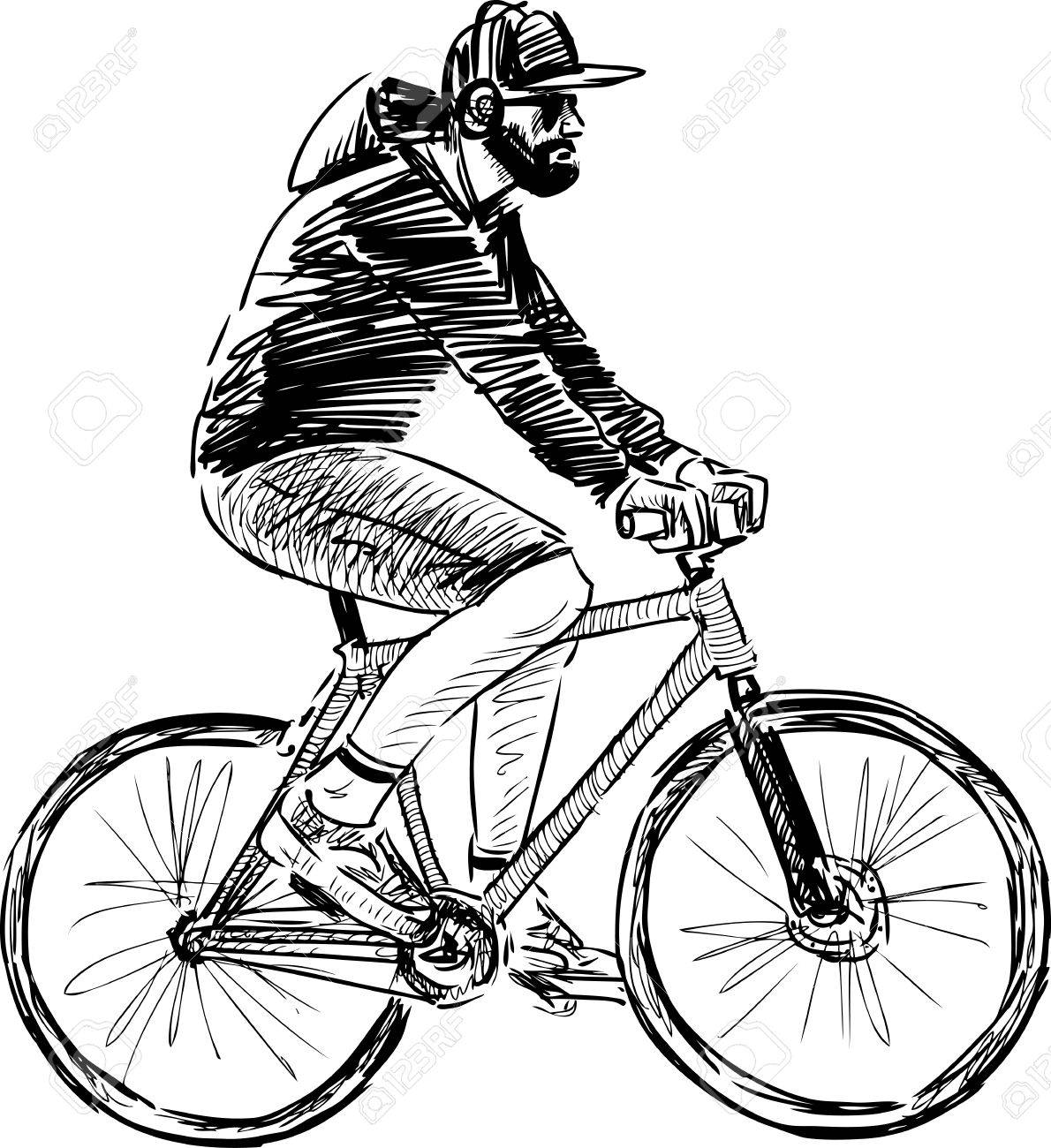 vector sketch of a man riding a bike royalty free cliparts vectors
