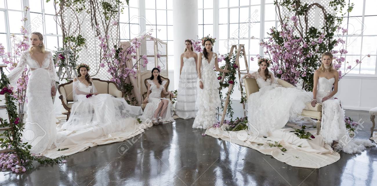 New York Ny Usa April 20 Models Show Out A Dress By Georgina Stock Photo Picture And Royalty Free Image Image 77122645