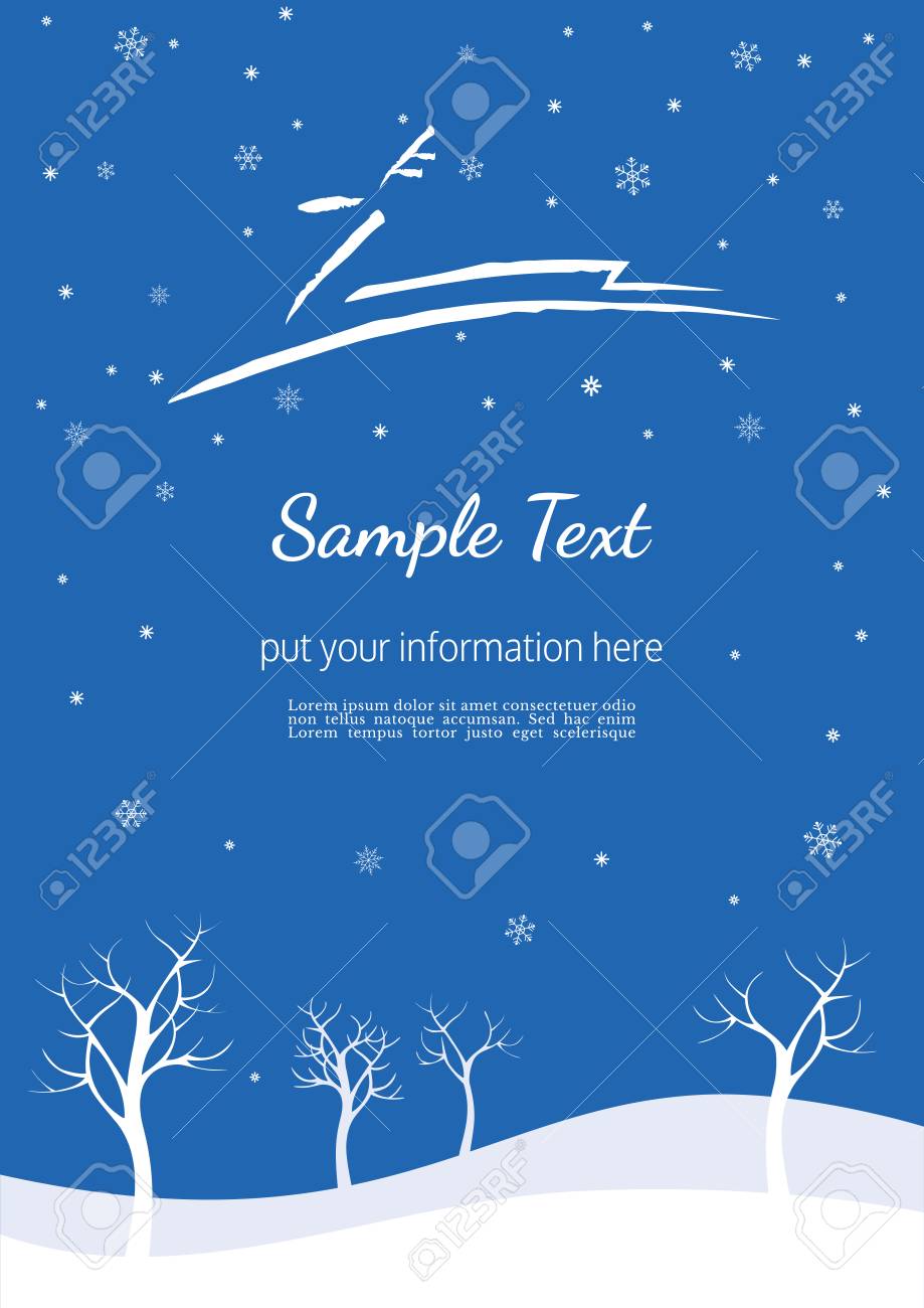冬シーズン年末年始ポスター チラシ テンプレート サイズ A 4 遊び心のあるトナカイ 青い背景 鹿を実行してフリー ハンドの描かれた漫画 装飾クリスマスの季節イベント バナー ベクトル図 の写真素材 画像素材 Image