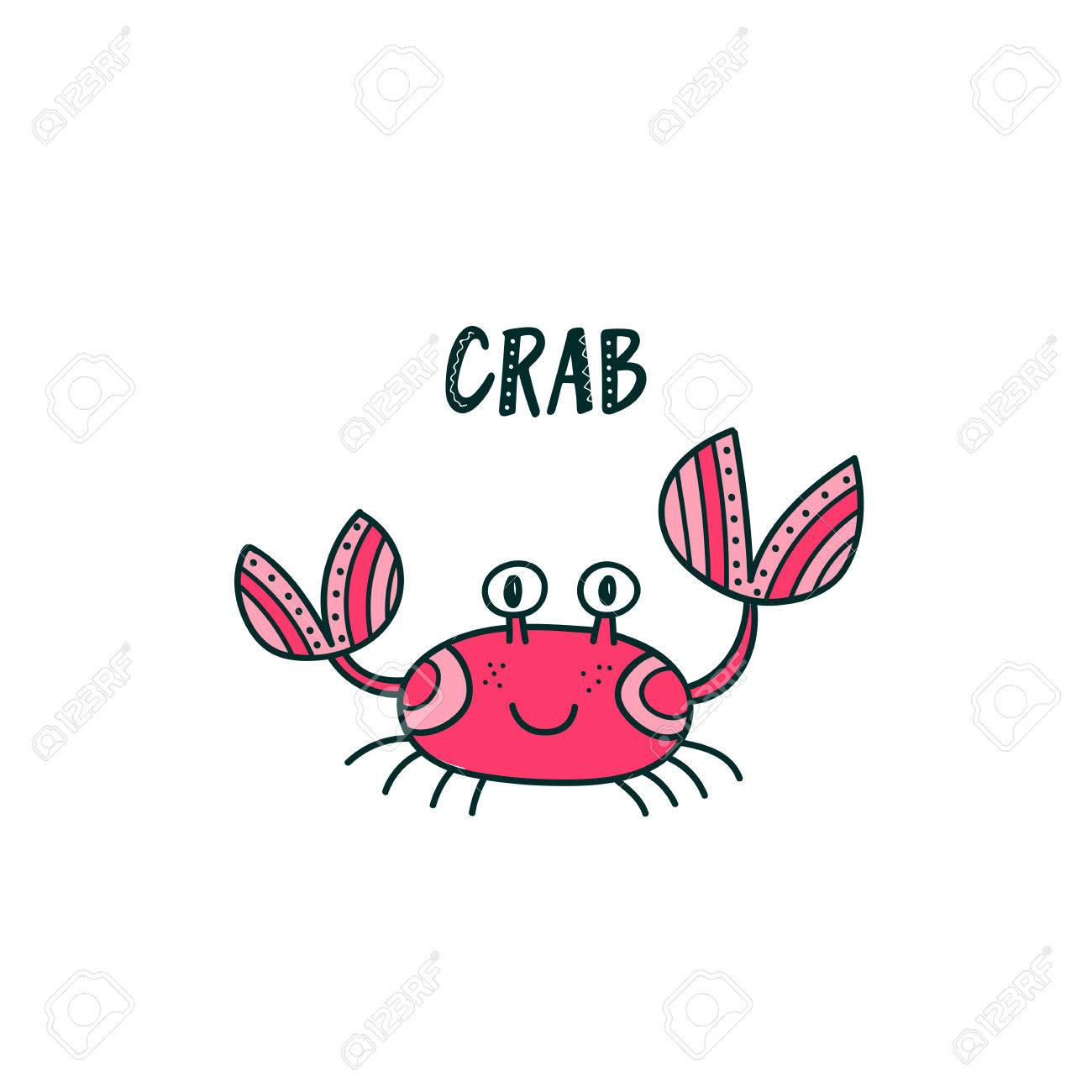 かわいいカニのベクター イラストです ステッカー 絵文字 顔文字 デザインの要素として Abc の使用できます のイラスト素材 ベクタ Image