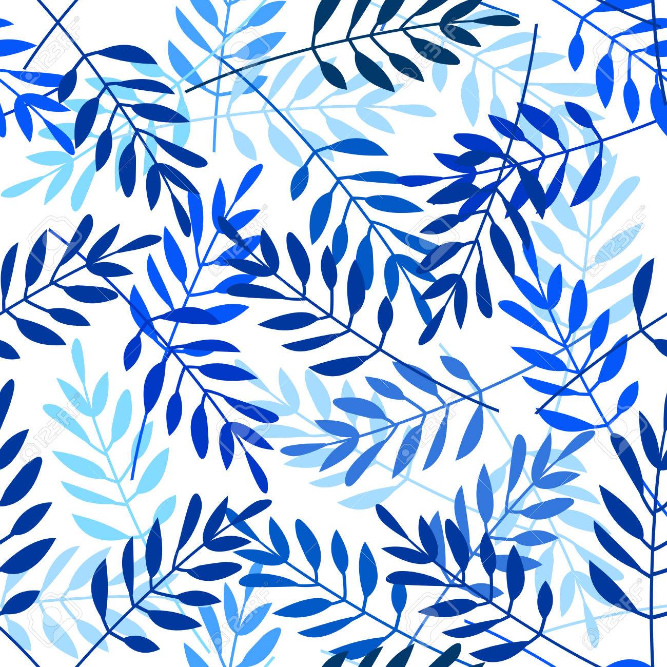 Avoir Images Modele Sans Couture De Vecteur Avec Des Feuilles Bleu Indigo Sur dernière par