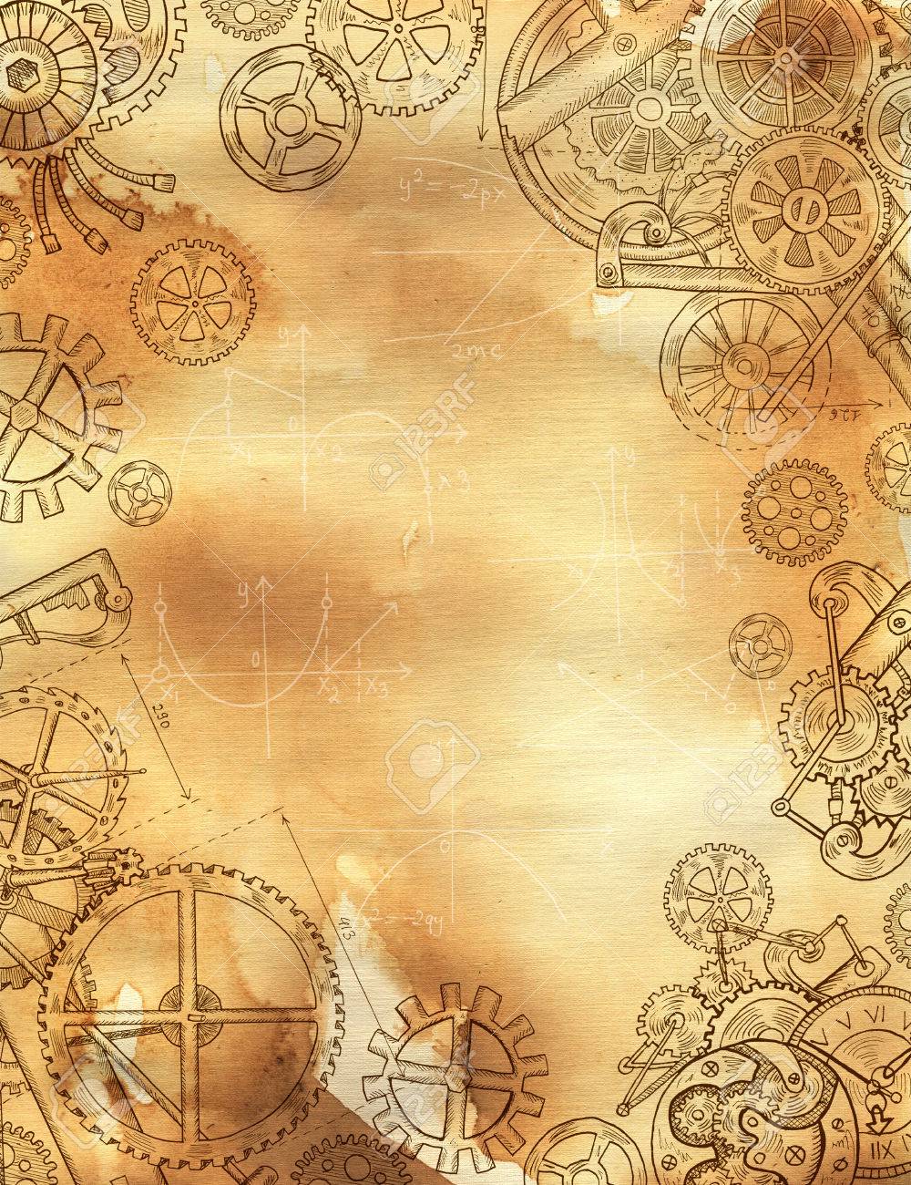 Laser Cut Texture Paper - Steam Punk Gears - Metal Designz