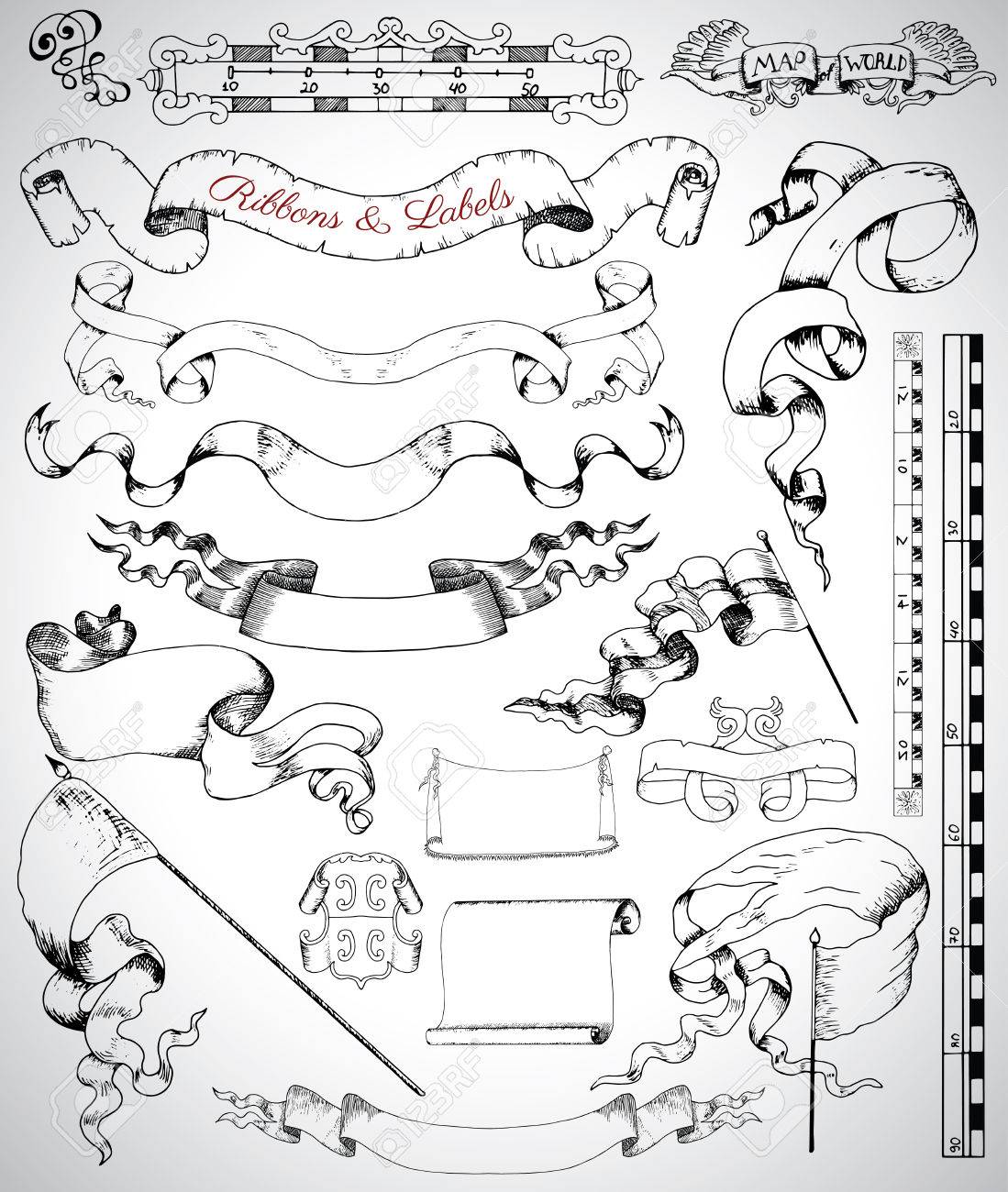 Download Design Collection With Graphic Drawings Of Vintage Banners Labels Royalty Free Cliparts Vectors And Stock Illustration Image 68038655