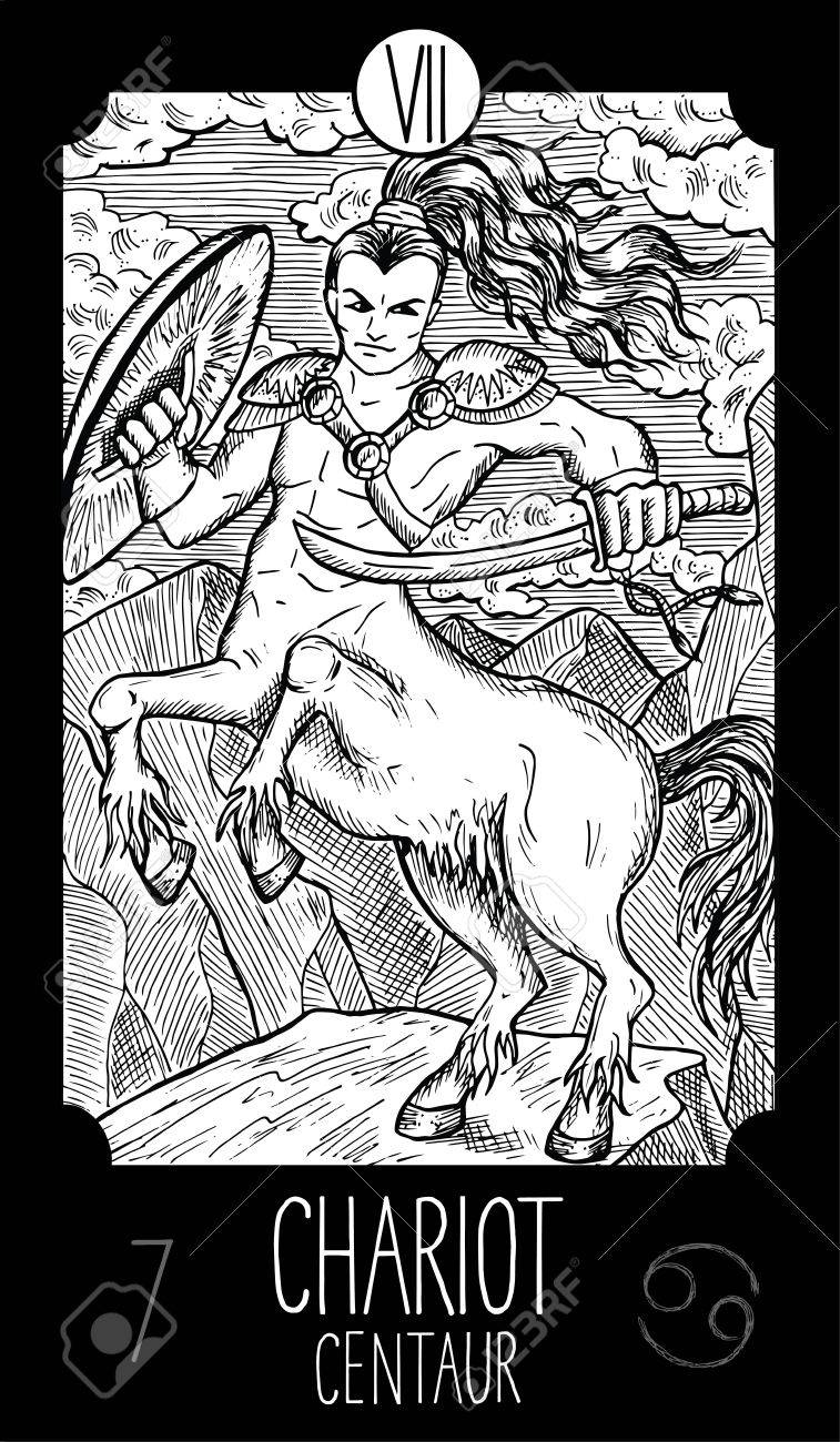Centaure. Illustration d'art ligne gravée fantaisie. Dessin vectoriel gravé. Voir toute la collection dans mon ensemble de portefeuille.