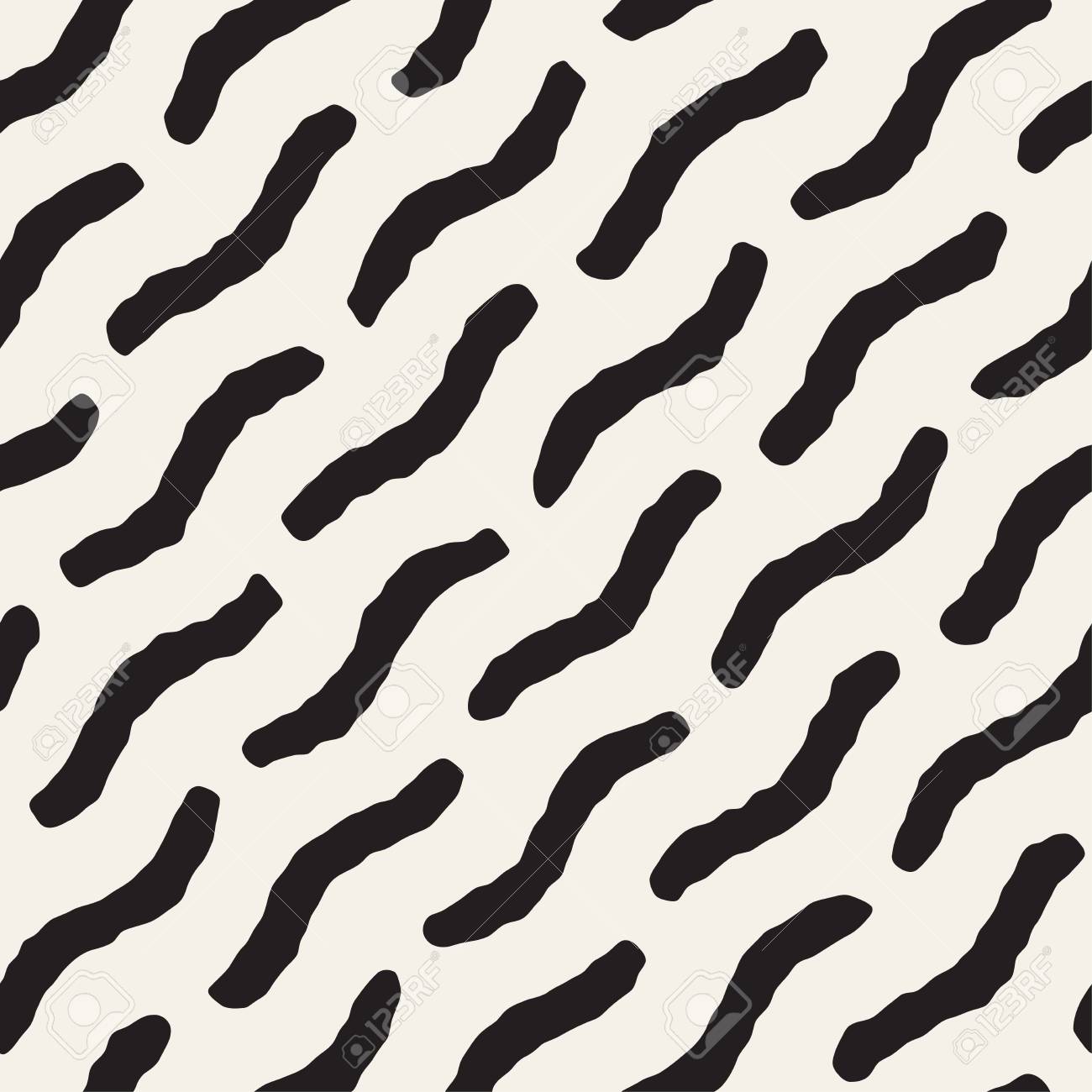 手には 散乱の波線モノクロ テクスチャが描画されます フリーハンドの抽象的な背景デザイン 黒と白のシームレスなパターン の写真素材 画像素材 Image