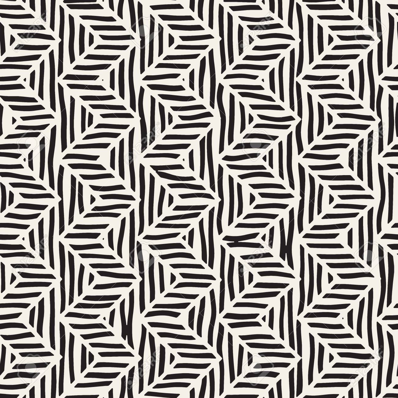 ベクターのシームレスな手の描かれたパターン ジグザグとストライプの大まかなライン トライバル デザインの背景 黒と白の民族は落書きテクスチャです のイラスト素材 ベクタ Image 7345