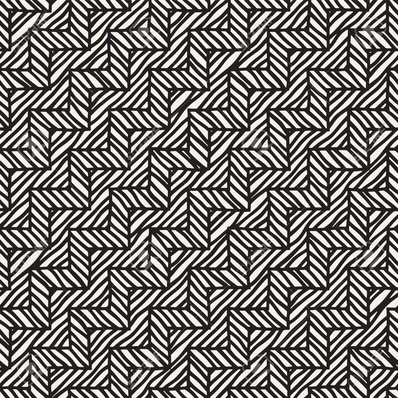 ベクターのシームレスな手の描かれたパターン ジグザグとストライプの大まかなライン トライバル デザインの背景 黒と白の民族は落書きテクスチャです のイラスト素材 ベクタ Image 7814