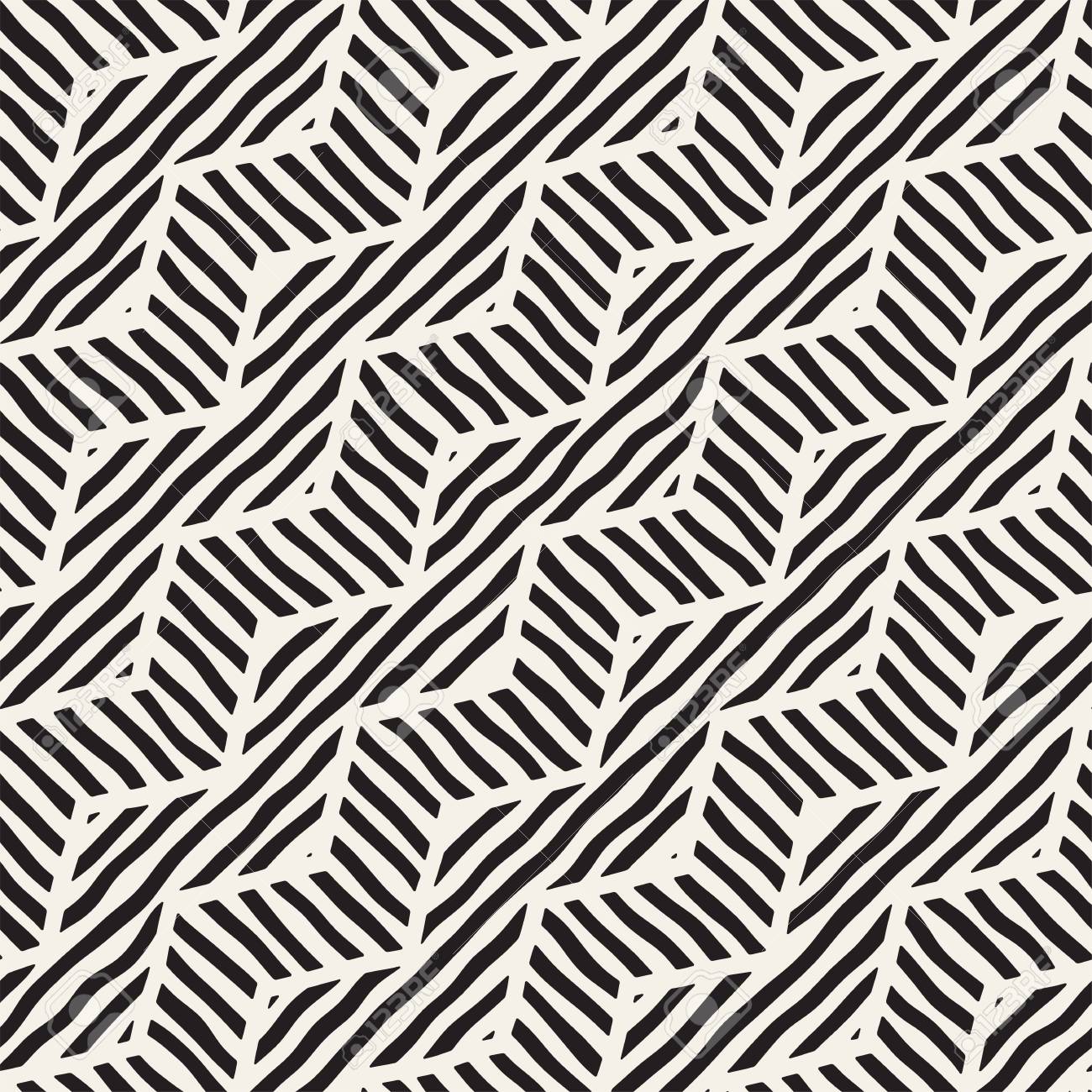 ベクターのシームレスな手の描かれたパターン ジグザグとストライプの大まかなライン トライバル デザインの背景 黒と白の民族は落書きテクスチャです のイラスト素材 ベクタ Image