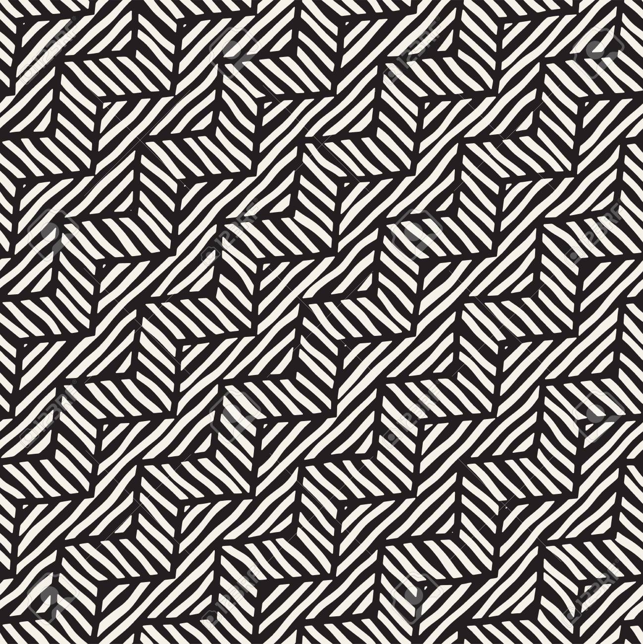 ベクターのシームレスな手の描かれたパターン ジグザグとストライプの大まかなライン トライバル デザインの背景 黒と白の民族は落書きテクスチャです のイラスト素材 ベクタ Image