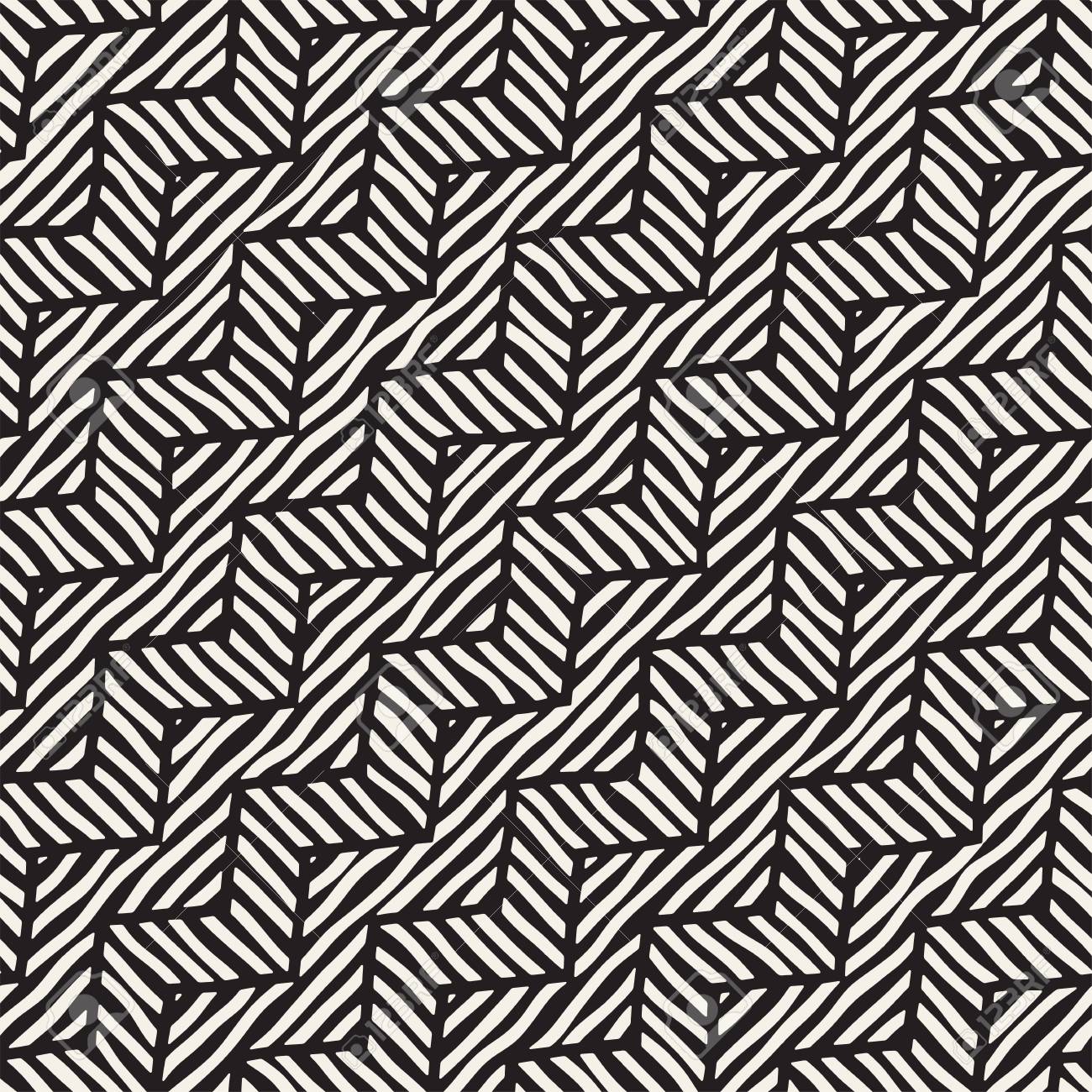 ベクターのシームレスな手の描かれたパターン ジグザグとストライプの大まかなライン トライバル デザインの背景 黒と白の民族は落書きテクスチャです のイラスト素材 ベクタ Image