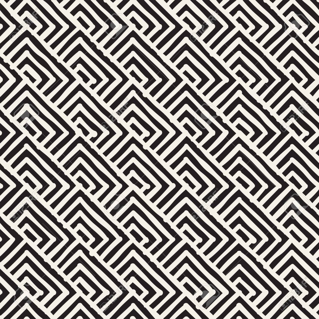 シームレスな抽象的な手描きのパターン ベクトルフリーハンドラインの背景テクスチャ インクブラシは シンプルな幾何学的デザインをストロークします の写真 素材 画像素材 Image