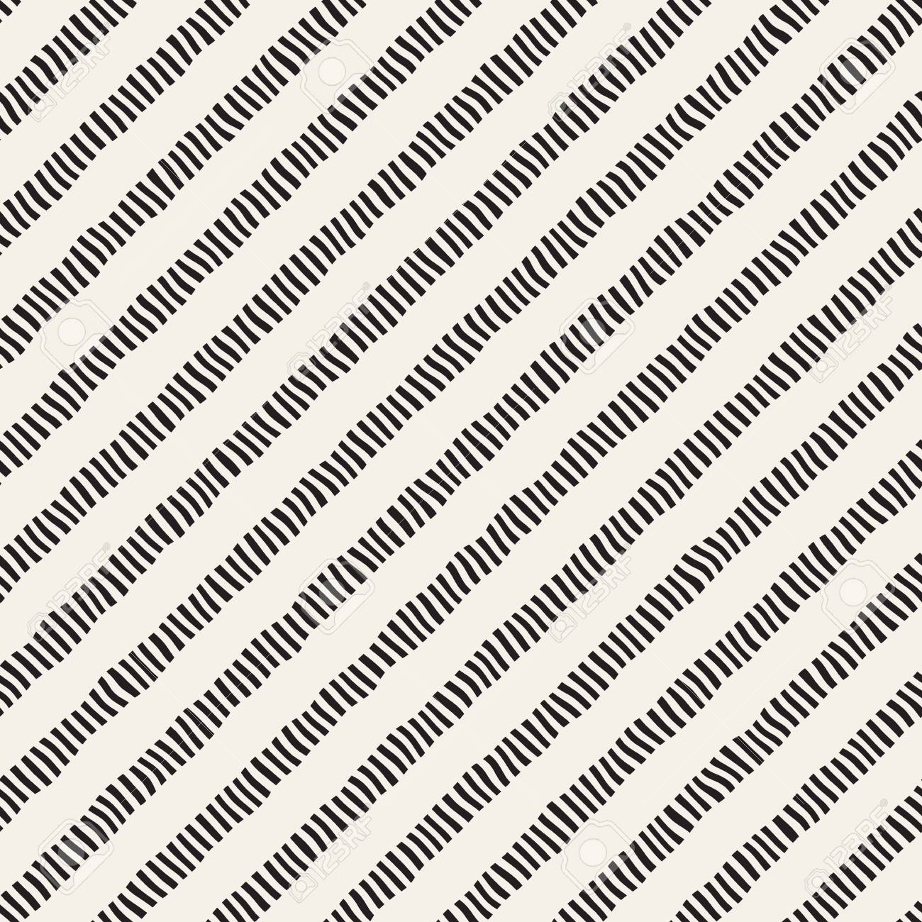 手描きの線シームレスなパターン 抽象的な幾何学的なタイルの背景 フリーハンドの黒と白のレトロなテクスチャ のイラスト素材 ベクタ Image