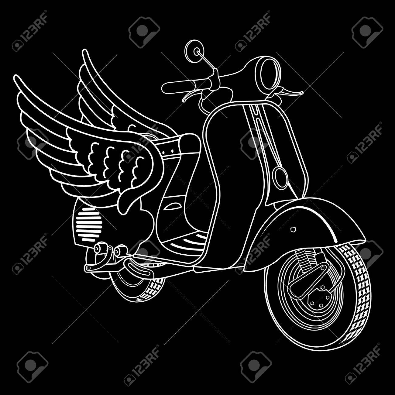 Elegant Vintage Scooter Logo Templates Style Badges And Labels Black Elegant Vintage Scooter Logo Templates Style Badges And Labels Black