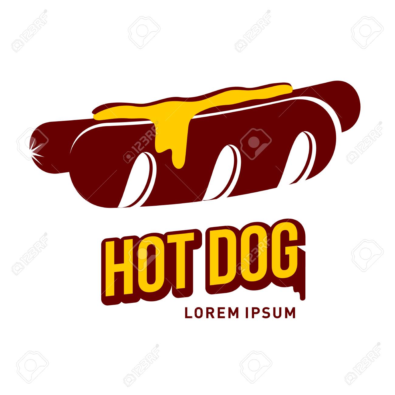 Hot Dog Logo Ilustracion Vectorial Insignias Del Estilo Del Vintage Y Diseno De Las Etiquetas Para Su Negocio Del Restaurante Plantillas De Logotipo De Dos Tonos Para Su Diseno Aislado En Un