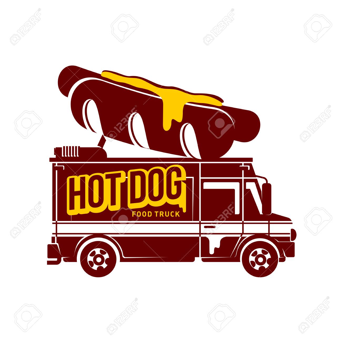 Hot Dog Food Truck Logo Vector Illustration Vintage Style Badges Royalty Free Cliparts Vectors And Stock Illustration Image 71400338