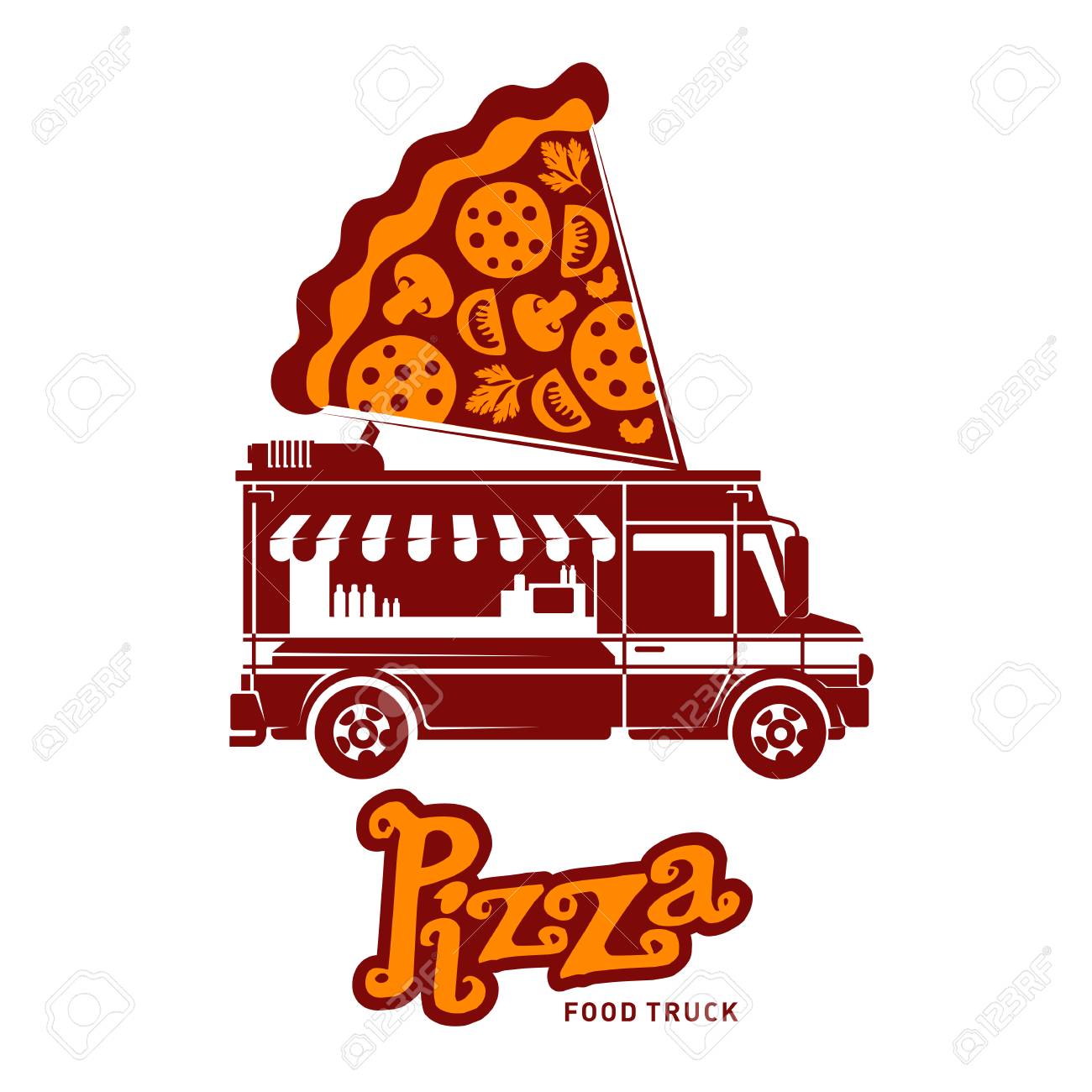 Pizza Food Truck Logo Vector Illustration Vintage Style Badges Royalty Free Cliparts Vectors And Stock Illustration Image 71400349