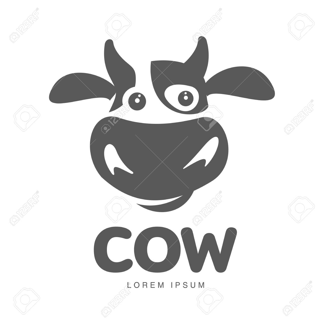 Modèle De Logo De Tête De Vache Drôle Drôle Souriant Visage De Vache Triste Pour Les Produits Laitiers Le Boeuf La Conception De Logo De Produits