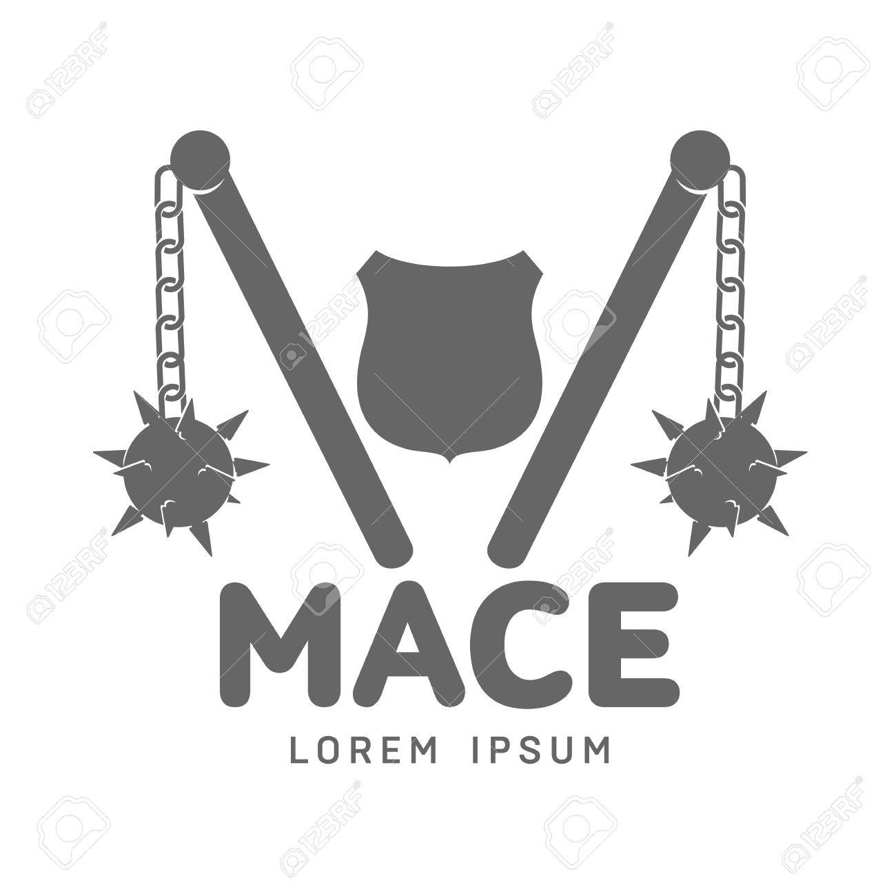 abstract vector mace label and logo template war symbol medieval banner template
