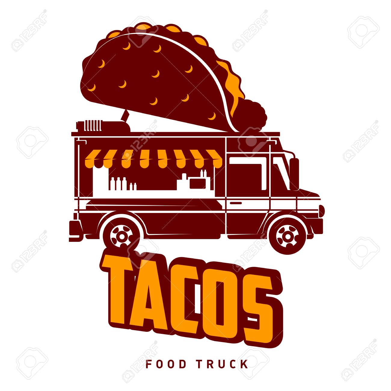 Food Truck Tacos Logo Vector Illustration Vintage Style Badges Royalty Free Cliparts Vectors And Stock Illustration Image 77455291
