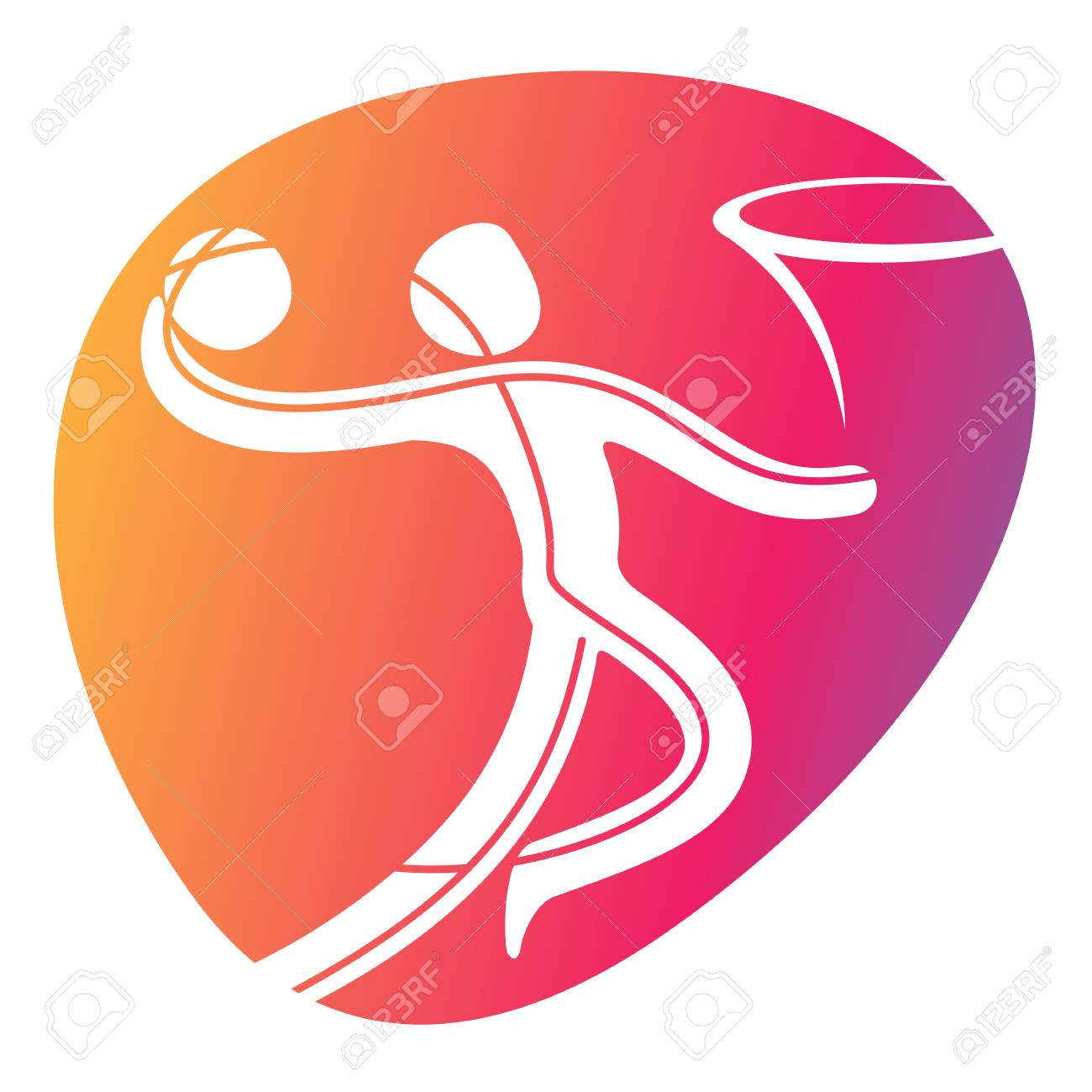 Basketballsport ゲームの競争のアイコン 夏のスポーツ ゲームのシンボル ベクトル スポーツ ピクトグラム ブランドのアイデンティティ企業 アイコンのデザイン テンプレートです 白い背景で隔離のベクトル図のイラスト素材 ベクタ Image