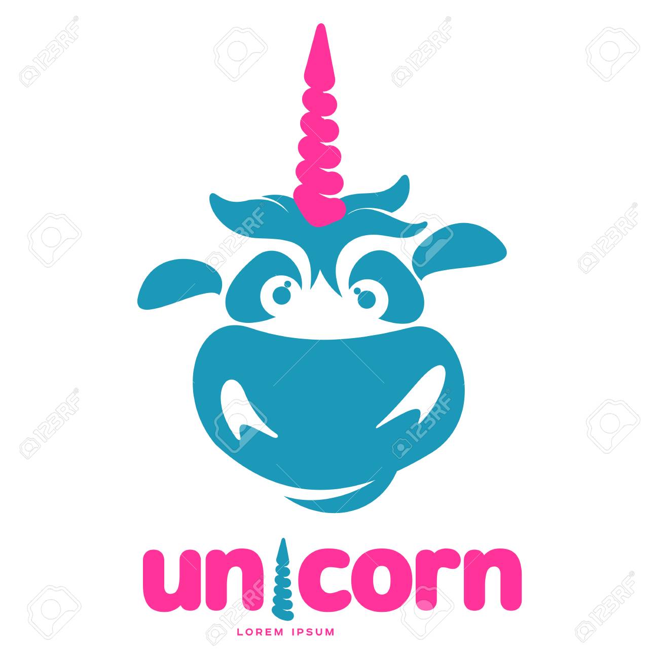 funny unicorn face graphic icon template full color cartoon