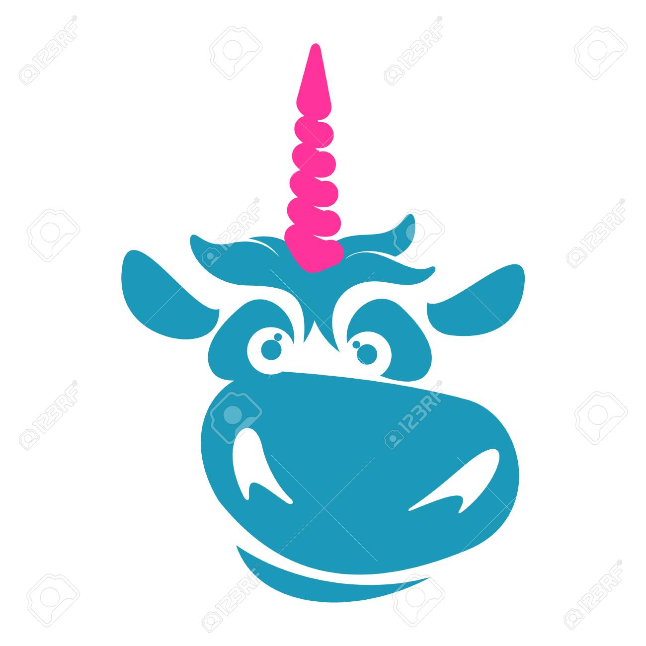 funny unicorn face graphic logo template full color catroon