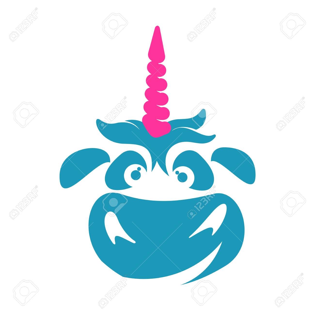 funny unicorn face graphic logo template full color catroon