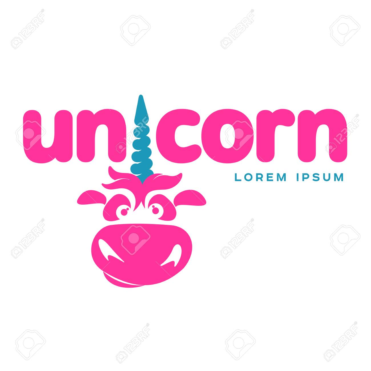 funny unicorn face graphic template full color cartoon unicorn