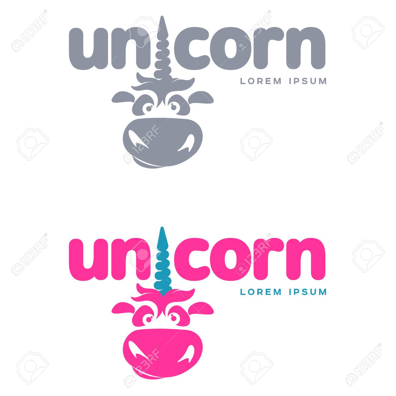 funny unicorn face graphic template full color cartoon unicorn