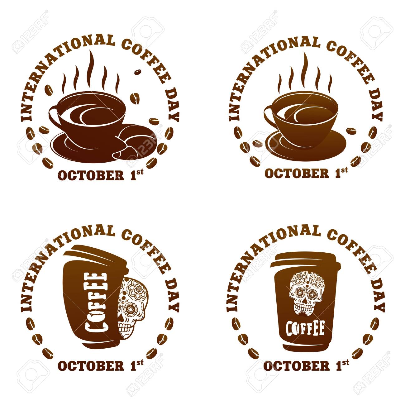 Coffee Logo Templates Abstract Two Colors International Coffee Royalty Free Cliparts Vectors And Stock Illustration Image 133387407