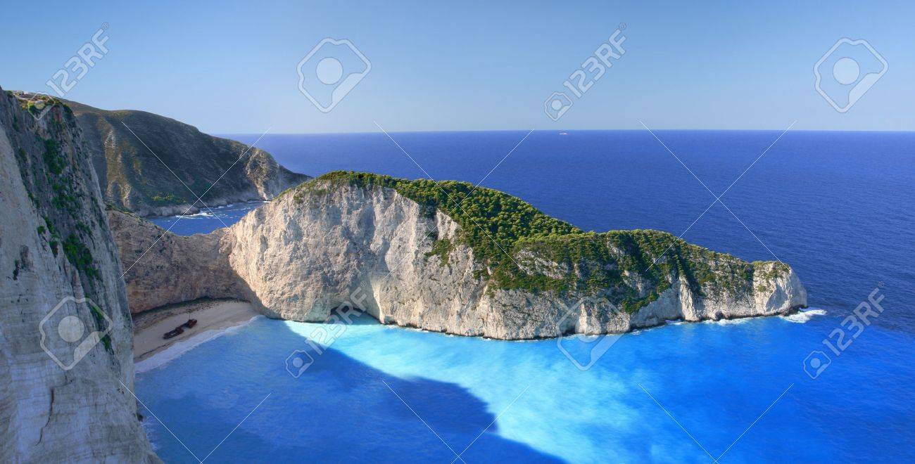 Famous European Beach Navagio in Zakynthos Island, Greece, part of Ionian Islands - 13006471 Famous European Beach Navagio in Zakynthos Island, Greece, part of Ionian Islands - 13006471