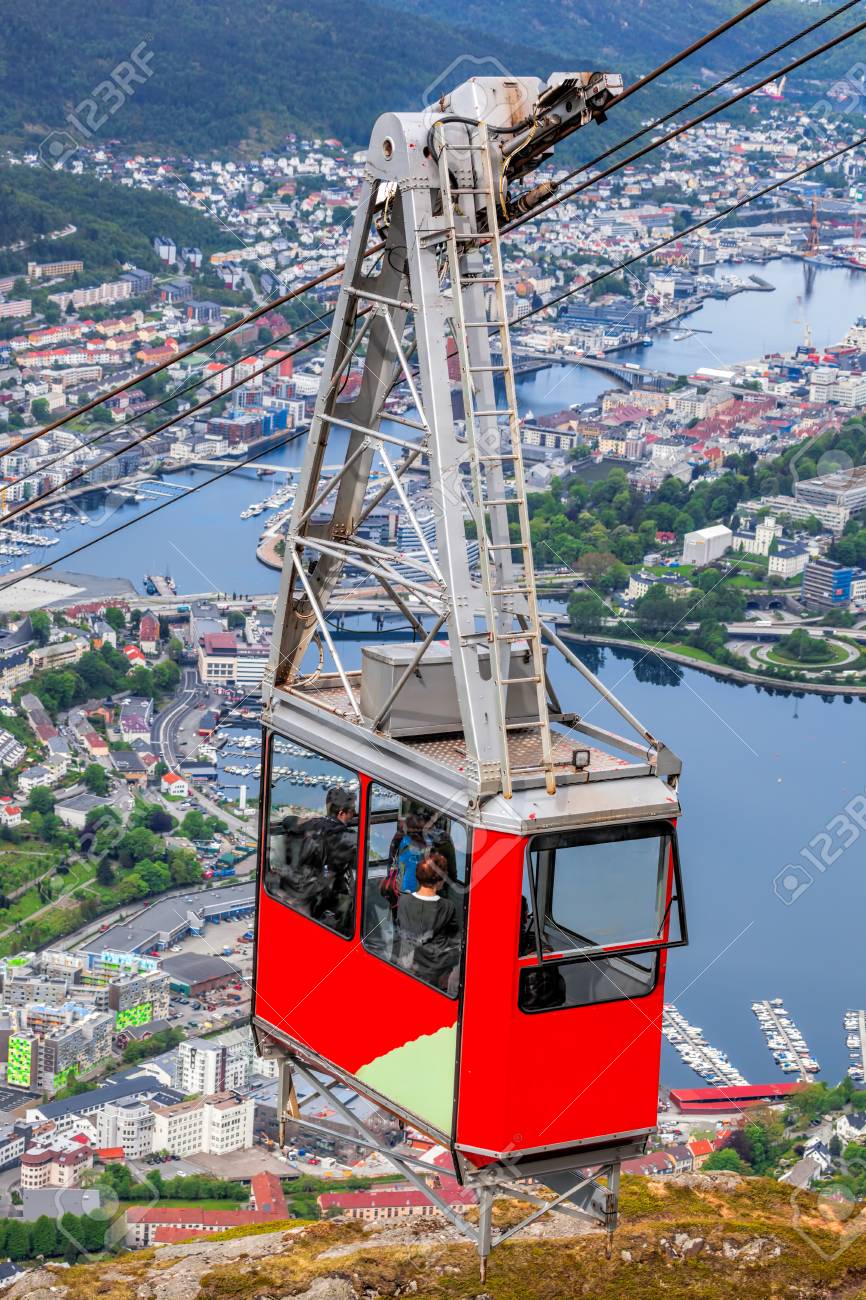 ulriken cable railway in bergen norway gorgeous views from stock