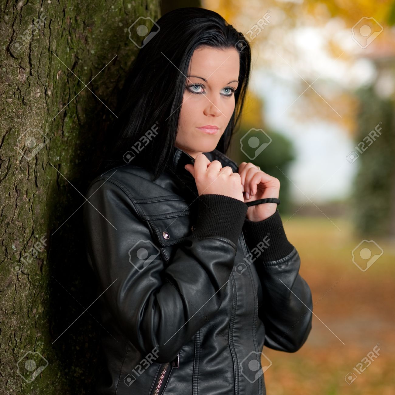 girls black leather jacket