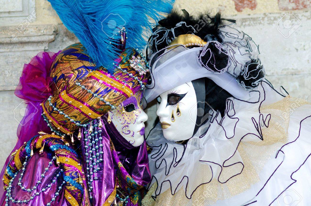 venice italy march 7 unidentified woman in venice mask at