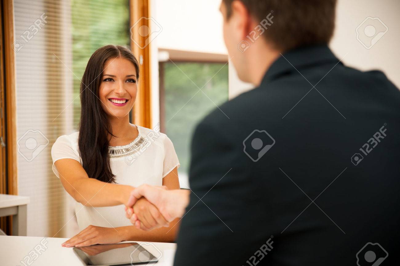 Man And Woman On Business Meeting Sitting In The Office Discussing Stock Photo Picture And Royalty Free Image Image 46934839
