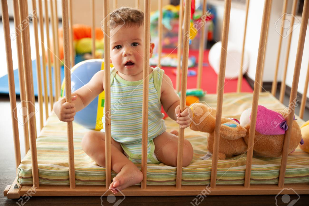 baby in playpen